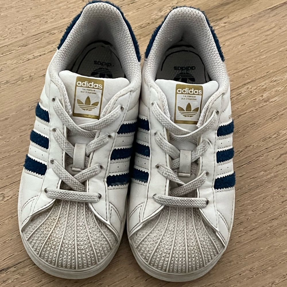 Adidas Kids White and Navy Sneakers